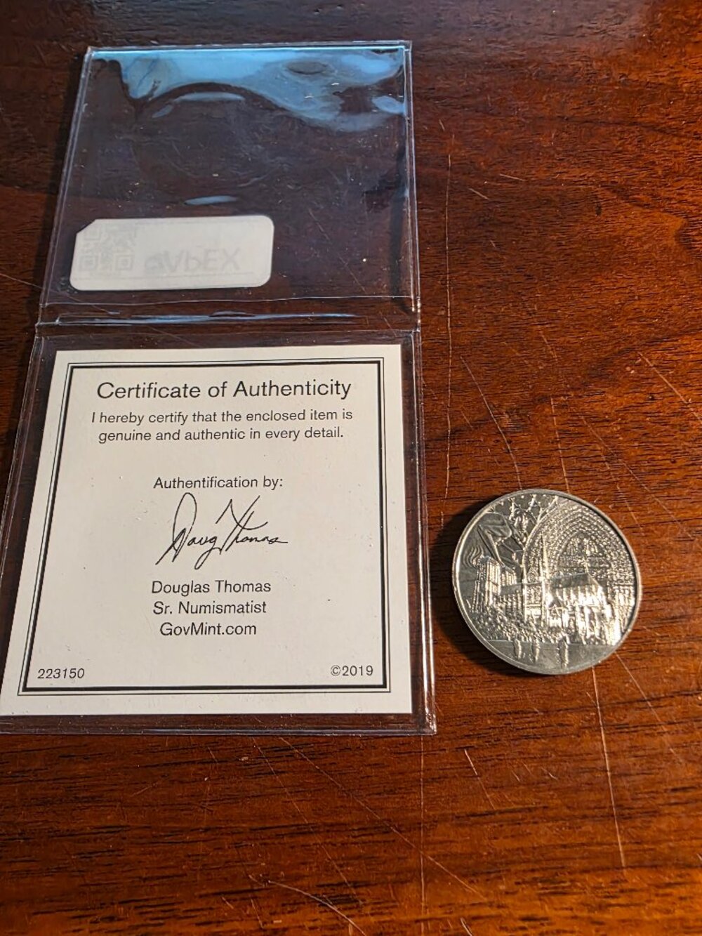 2019 FRANCE 850TH ANNIVERSARY NOTRE DAME MEDAL